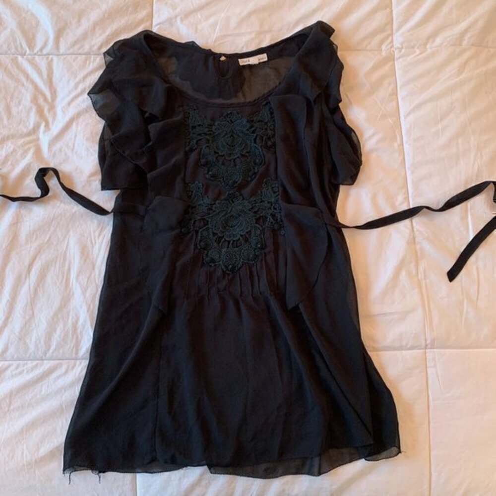 Hot & Delicious Crochet Detail Black Blouse